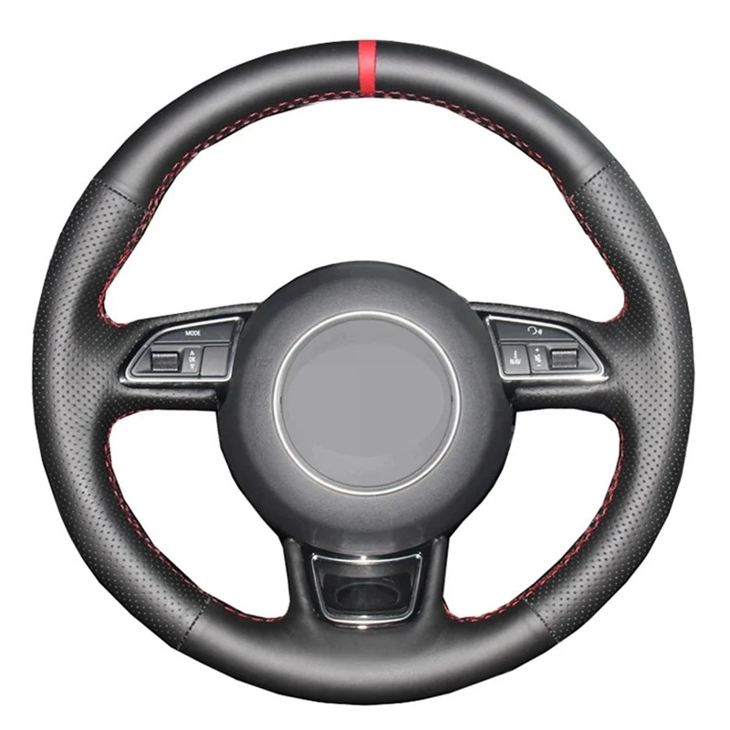 Alcantara Car Steering Wheel Cover Wrap Genuine Leather Red Thread Car Accessoires Specifically for Audi A3 A4 A5 A6 S6 A7 A8 S8