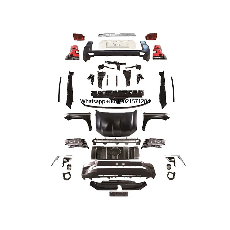 

Auto Parts FJ150 Upgrade 2018 BodyKit Front Rear Bumper Grille LED Headlight TailLights Fender Hood Body Kits for Prado
