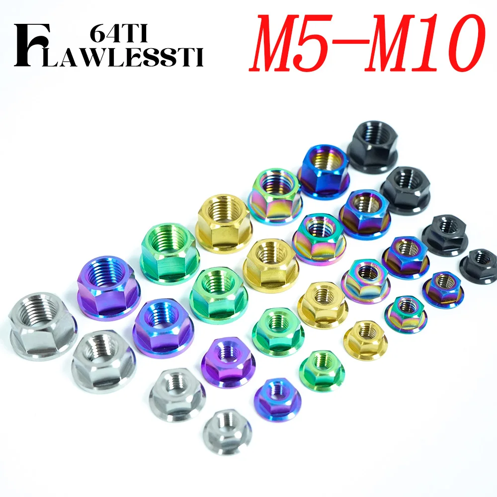 FLAWLESSTI M5 M6 M8 M10 Gr5 Titanium Nut Brake Clutch Lever Nut For Xmax 300 TMAX 560 Vespa Sprint 150 GTS 300 BMW S1000RR