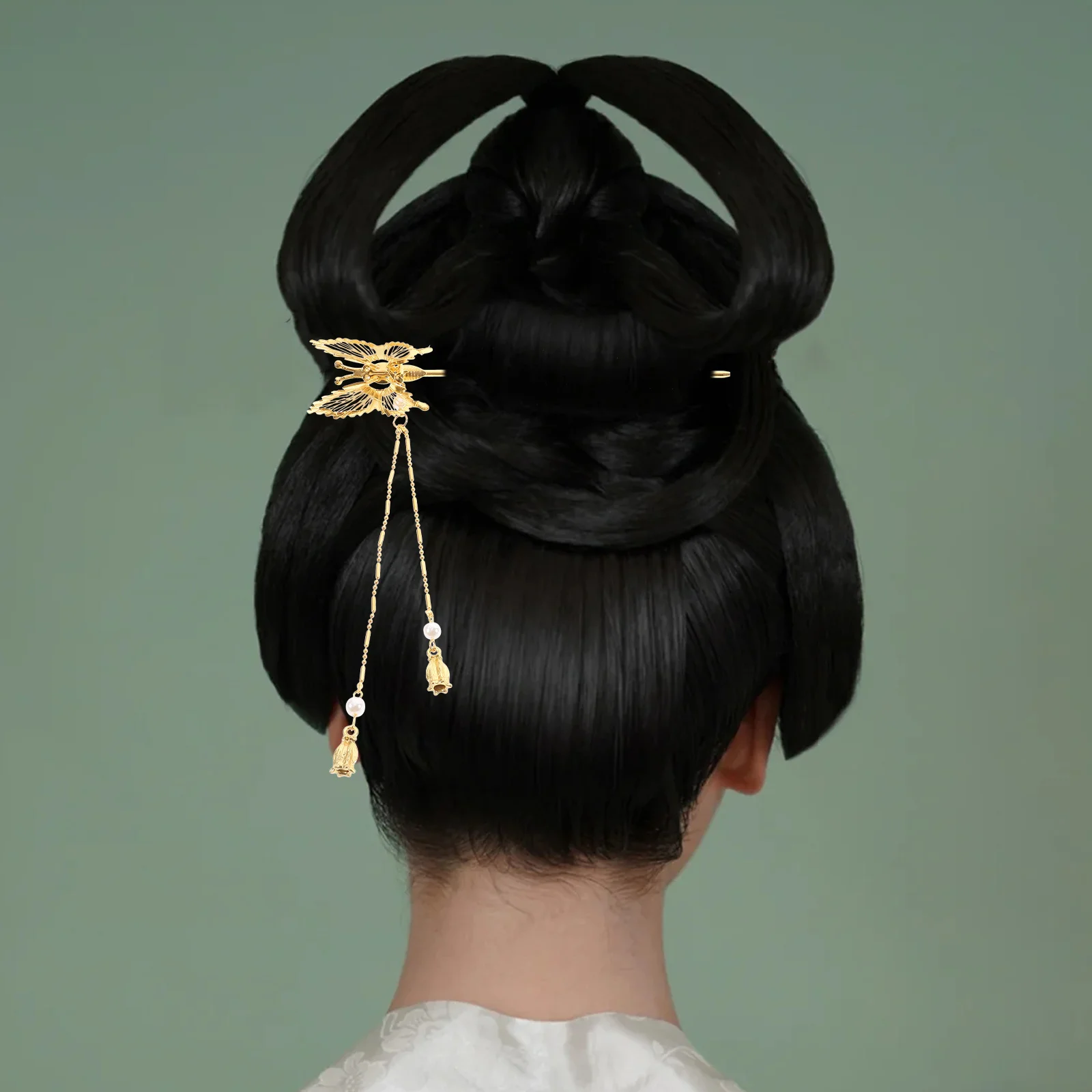 

2pcs Tassel Stick Metal Butterfly Chinese Sticks For Buns Vintage Accessories Women Long Hair Styling Hanfu Hair Chopsticks