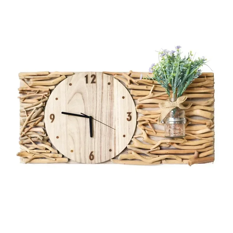 

Handmade solid wood silent clock wall clock, living room home clock, modern simple creative handicrafts