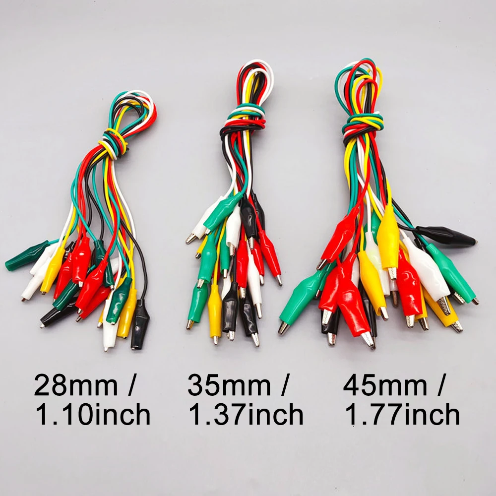 30PCS Premium Alligator Clips Electrical, 28/35/45mm 5 Colors Test Leads Cable with Crocodile Clips, Dual Ended Jumper Wires