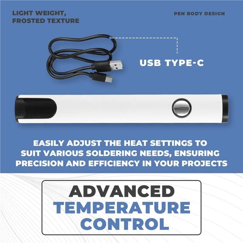 ABFU-20X 510 Thread Battery Cart Pen Headless Electric Soldering Iron With Adjustable Temperature Soldering Iron Kit White