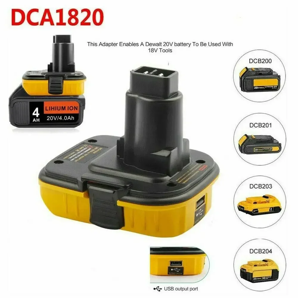 Konwerter adaptera DCA1820 do narzędzi DEWALT 18V 20V maks. Akumulator litowo-jonowy funkcja banku mocy kompatybilna