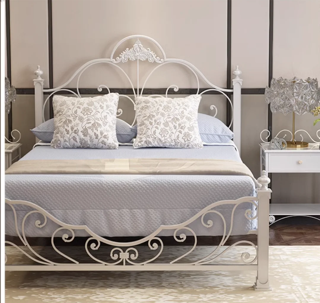 New Wrought iron bed Custom European Princess Vintage bed Iron frame sheet person double Classic 1.5m 1.8 image 6
