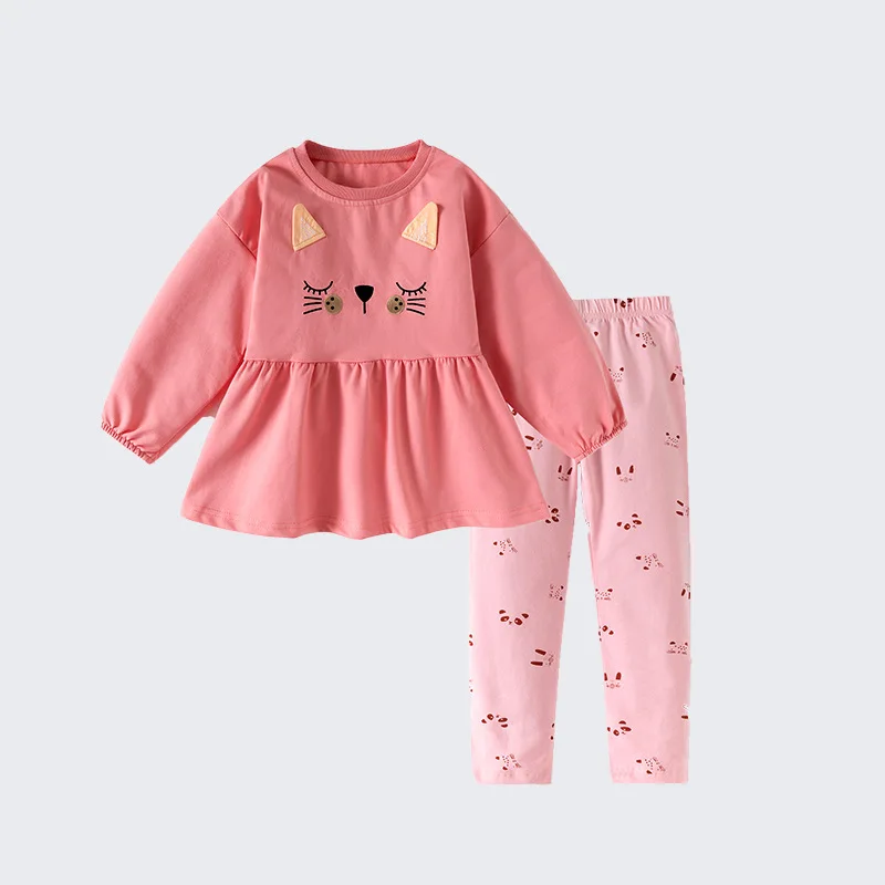 

Little buddyGirls' Outfit Autumn Winter New Style Casual Round Neck Stylish Little Girl Casual