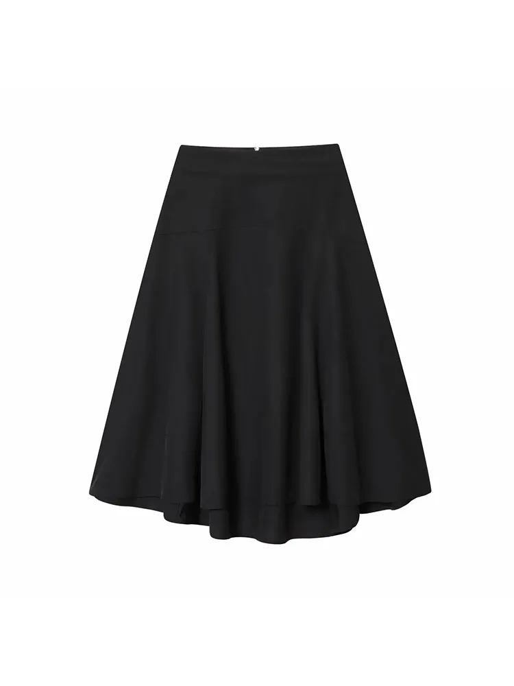 

Women 2025 Winter New Skirts Fashion Black Zipper Midi Skirt for Women Casual Chic Ladies Skirt