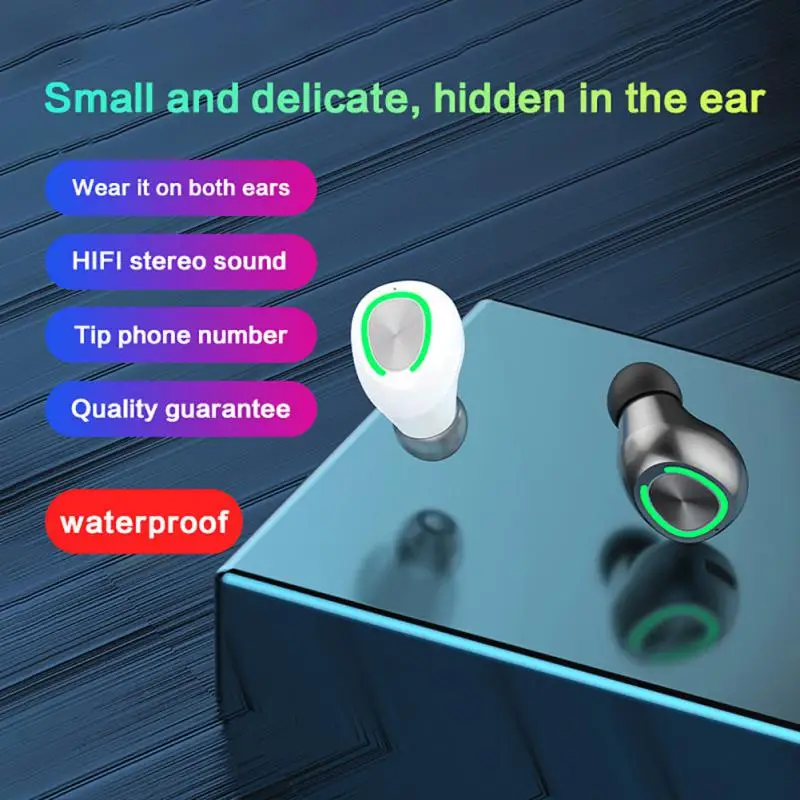 TWS Bluetooth Earphones Single In Ear Wireless Invisible Earbuds In Ear Sport With Mic Handsfree Headset Headphones For Phone