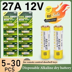 5-30PCS 27A 12V Alkaline Battery G27A MN27 MS27 GP27A A27 V27GA A27BP K27A VR27 for Key Fobs Car Alarms GPS Trackers Wholesale