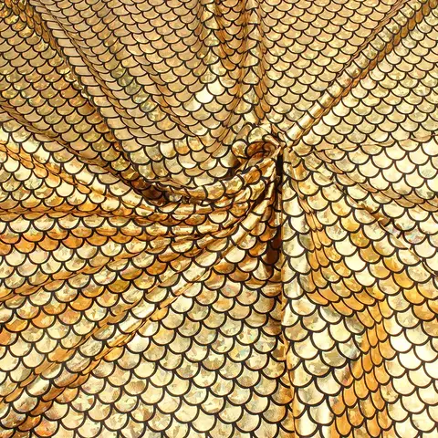 Sjöjungfrutyg Glittrig Hologram Baddräkt Fiskfjäll 2-vägs Stretchtyg Dansande Baddräkt 150cm x 50cm - Säljs per halvmeter 6 best sales stretchigt paljetttyg - №6