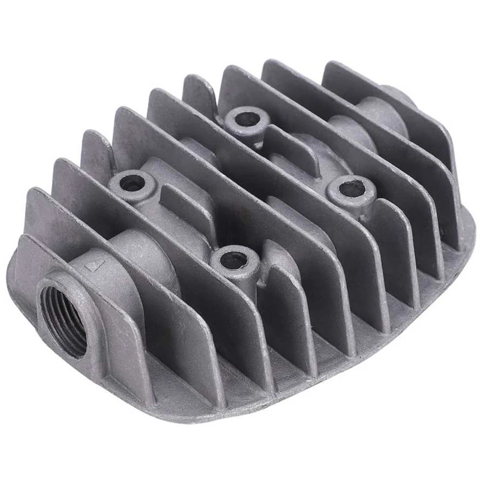 Replacement Cylinder Head for Air Compressor with G1/2in 20mm and G3/8in 16.5mm Female Threads and 125x105x35mm Dimensions