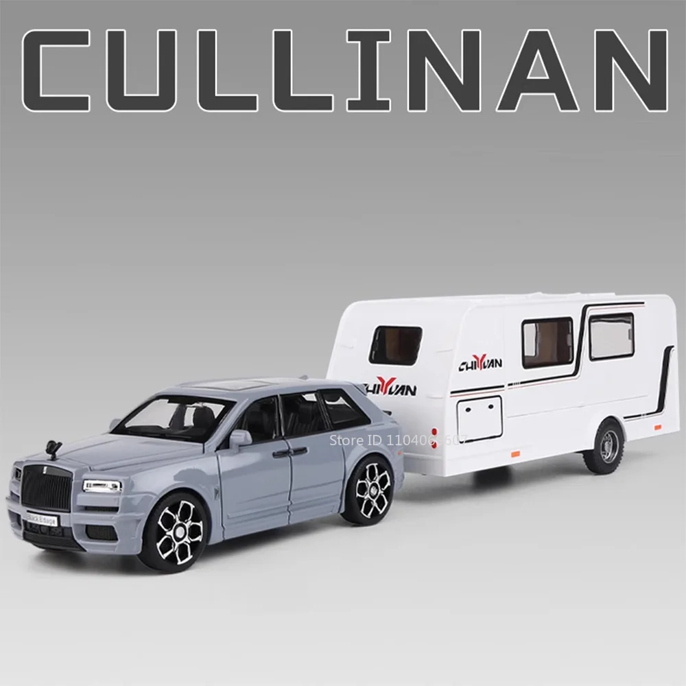 1:32 Scale Rolls Royce Cullinan RV Car Models Alloy Diecast Toys Pull Back 6 Doors Opened Camping Vehicle Toy for Kids Presents