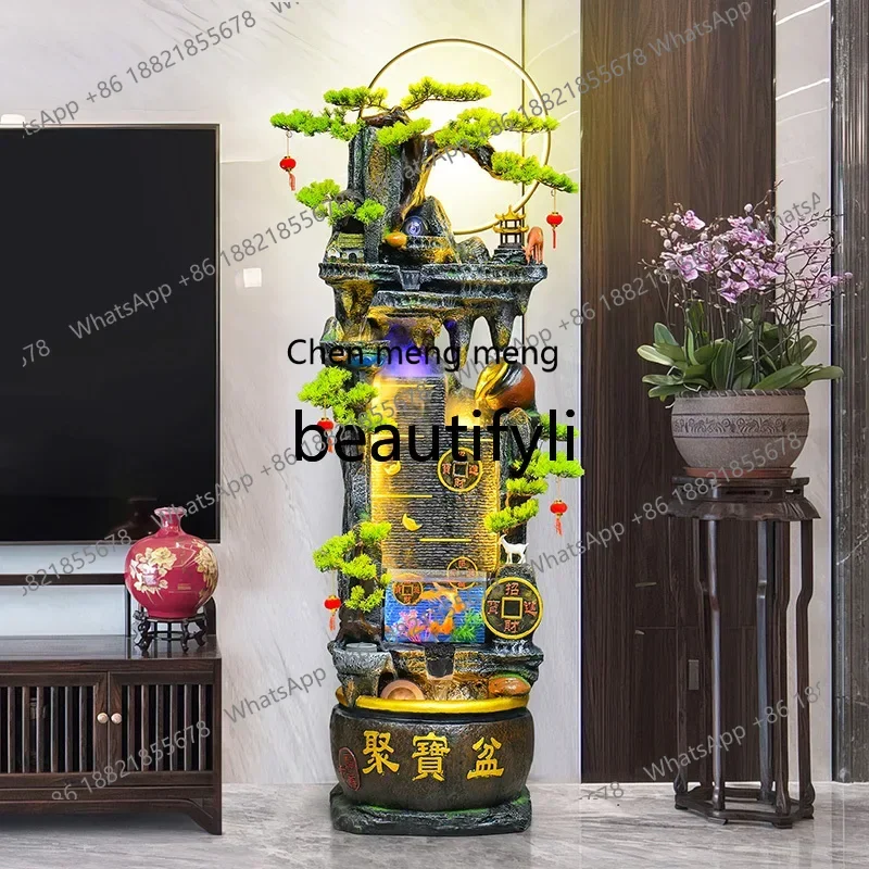 ss8350 SS New Chinese style flowing water ornaments circulating water floor Feng Shui wheel attracts wealth rockery landscape de