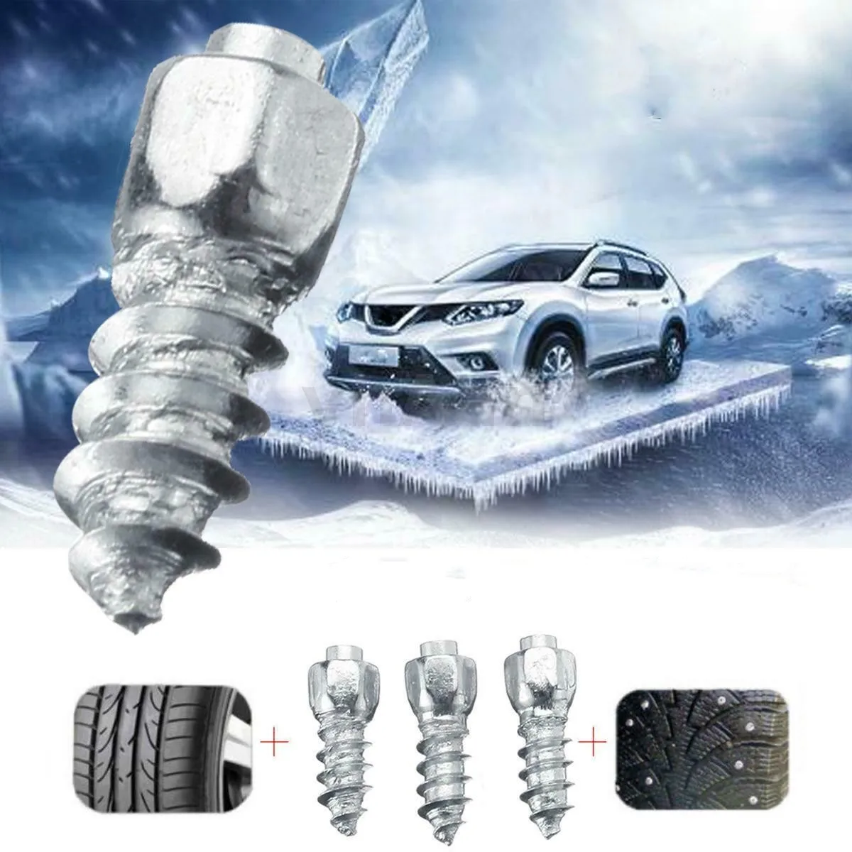 100/200Pcs Car Tire Screws Nails Studs Anti-Slip Auto Motorcycle Bike Truck Off-road Tyre Anti-ice Spikes Snow Shoes Sole Cleats