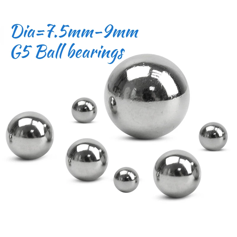 200pcs Grade G5 High Precision Steel Ball Solid Round Steel Beads Screw Steel Ball Bearing Steel Ball Diameter=7.5mm-9mm