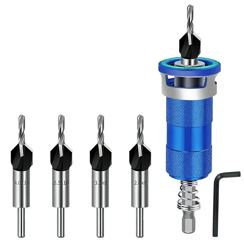 

A93Z Countersink Drill Bit Set, Precise Drilling, Countersink Drill Bit With 1/4" Hex Shank, Countersink Wood Drill Bit
