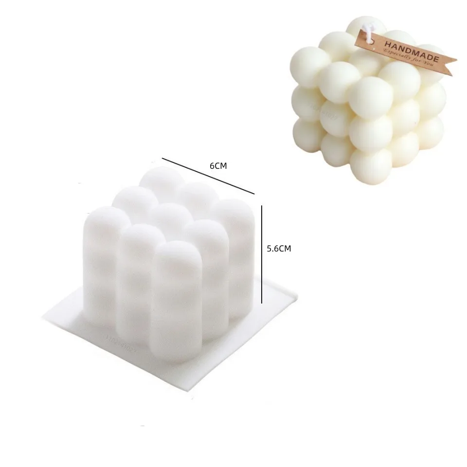 3D Bubble Cube Candle stampo in Silicone Home Decor candela profumata stampo fatto a mano cioccolato Dessert torta stampo da forno strumento