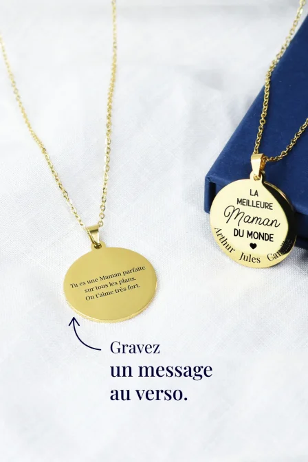 

Personalized Round Pendant Necklace 25mm Stainless Steel disc Necklace