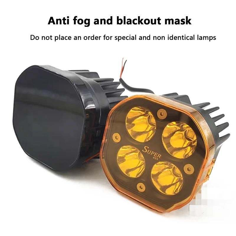 

LED Work Light Protection Cover Dustproof Yellow Black Lens For 40W Pods Fog Driving Lamp