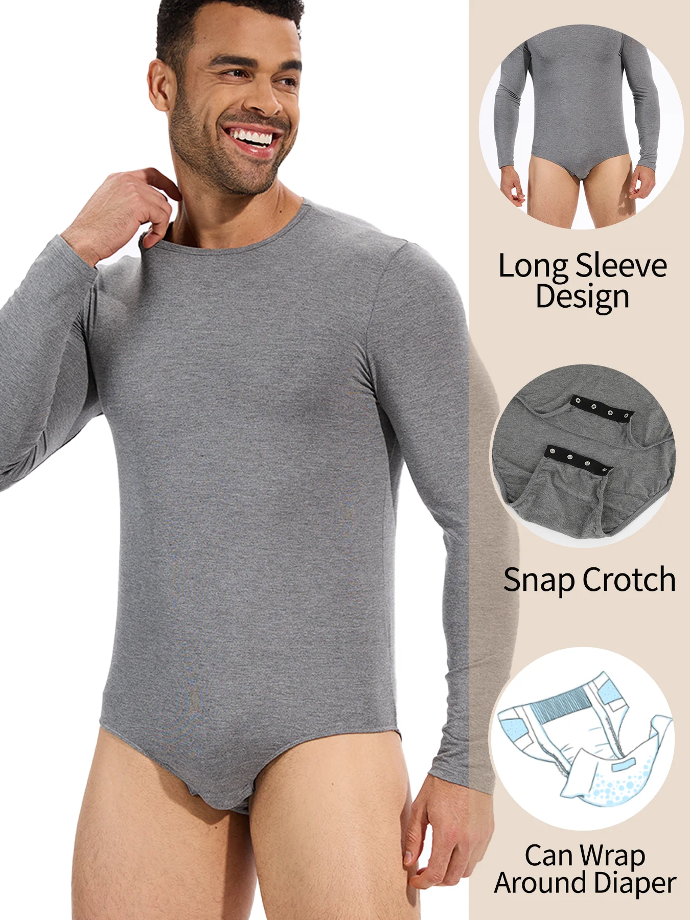 Miss Moly hommes thermique corps complet Shaper Ă manches longues minceur maillot de corps contrĂ´le du ventre Body Shapewear barboteuse col rond Faja