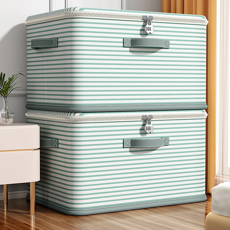 

Large Capacity Clothes Storage Box with Lock Foldable Home Use Organizer for Toys Clothes Quilts Underbed Basket Storage Cont...