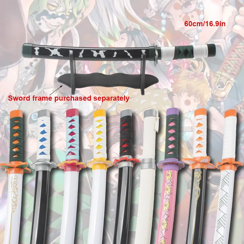 Anime Cosplay Katana 43cm/16.9in Rekwizyty do kostiumów świątecznych Shinobu biały Kyoujurou Giyuu Plastikowy miecz-zabawka z oryginalnym wzorem
