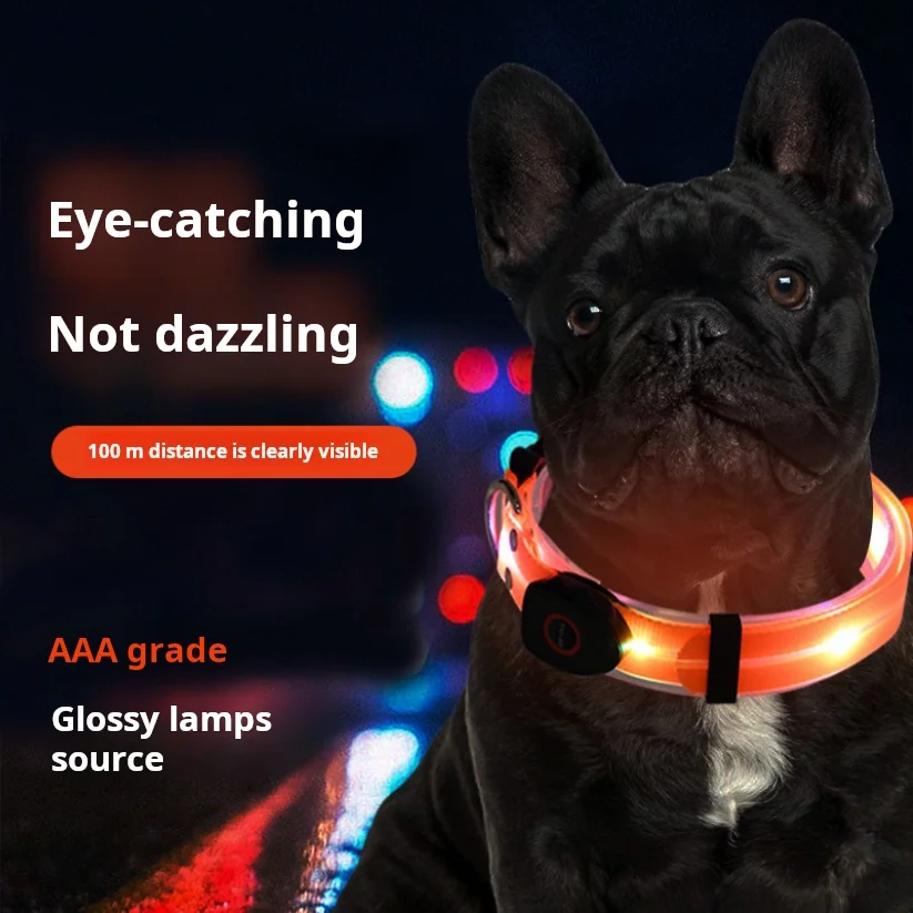 Coleira iluminada com led, coleira recarregável por usb para animais de estimação com luz revestida de pvc, coleira luminosa para cães