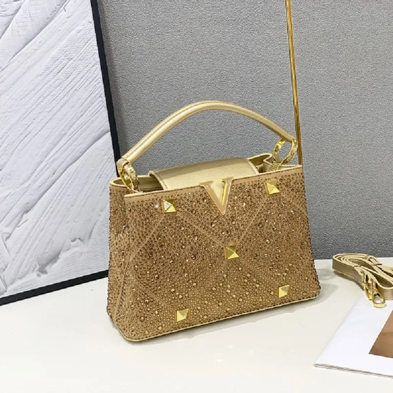 

New Crystal Handbag - Glittering Rhinestone Shoulder Bag with Chain Strap, Spiked Crossbody Purse for Women, Party & Night Out