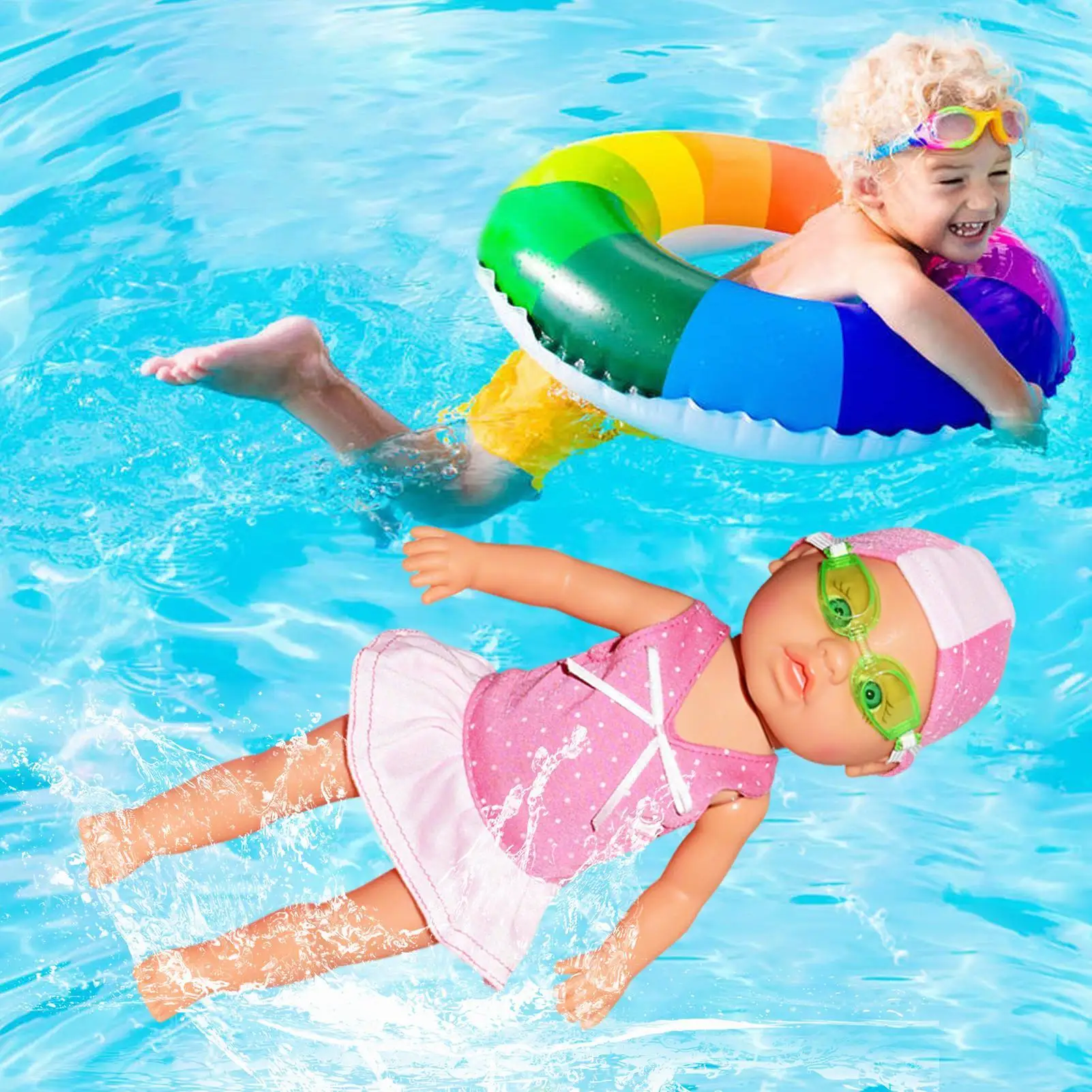 ตุ๊กตาว่ายน้ํากันน้ําตุ๊กตาเด็ก Movable Joint ของเล่นอุปกรณ์เสริมสําหรับทรายรถท่องเที่ยวเด็กชายหาดฤดูร้อนเพื่อน