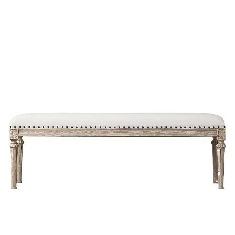 

American solid wood retro carved bench, shoe changing stool, bedroom fitting room stool