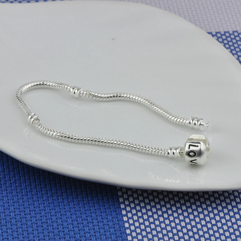 pudora Silver Plated bracelet Charm bracelet Snake Chain Basic bracelet Ms Pan DIY jewelry beaded bracelet