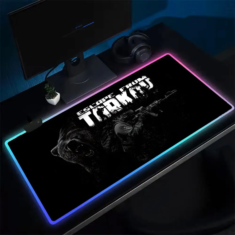 Game Leave Tarkovs Mouse Pad Anime Gaming Mouse Pad LED Table Pads Backlit Rubber Desktop XXL Mousepad RGB Desk Mats