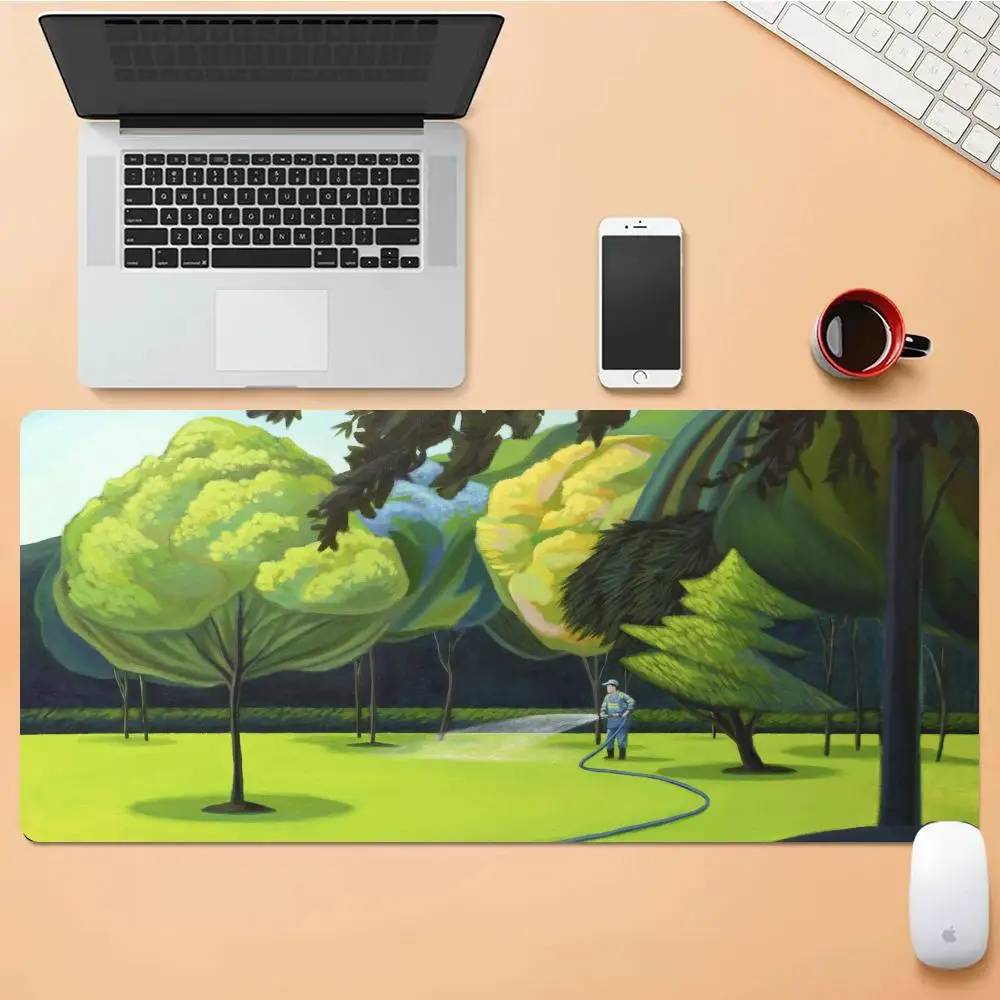 

Green Plant Watercolor Paints Mouse Pad Desk Mouse Pad Nice HD Desk Pad Extended Gaming Keyboard Mats Large XXL Gamer Mouse Pad