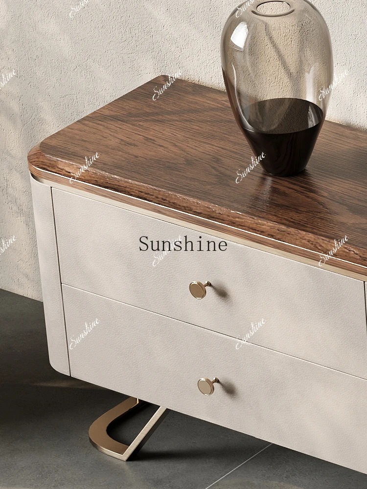 

Modern light luxury solid wood chest, design, dining side, villa living room storageYY