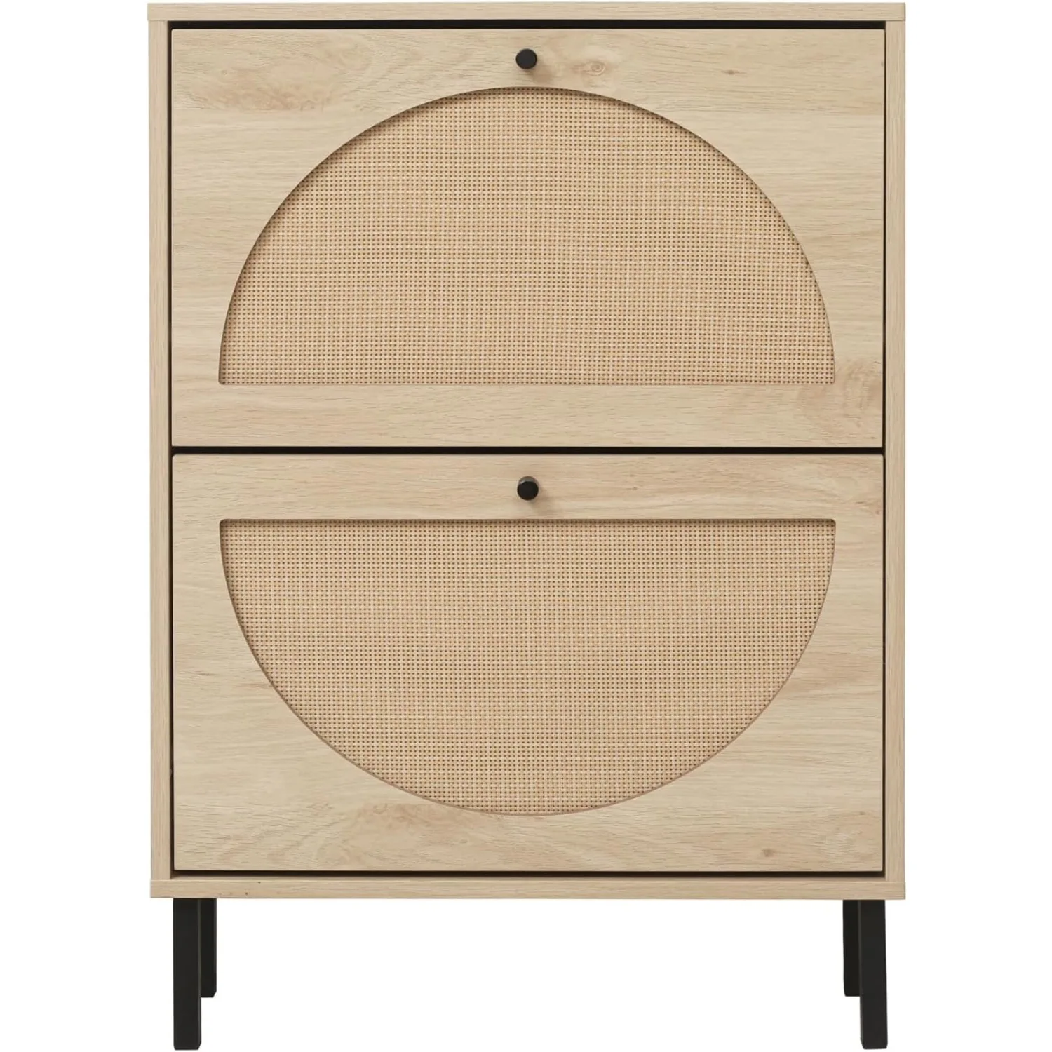 

Vine shoe cabinet with 2 flip drawers, narrow hidden entrance hallway for storing high heels and slippers (natural)