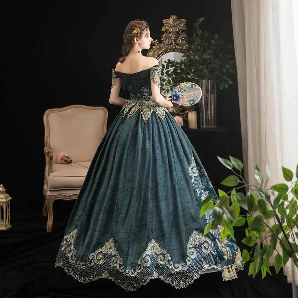 18th Century Rococo Green Royal  Court Dress Retro Baroque Clothing Renaissance Rococo Marie Antoinette Costume Prom Dress