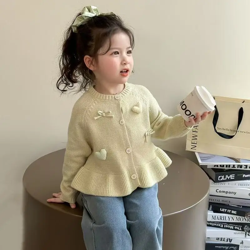 

Girls Cardigan Jacket Jumper Spring Autumn New Fashionable Female Baby Knitwear Tops Children's Clothing Spring Clothing