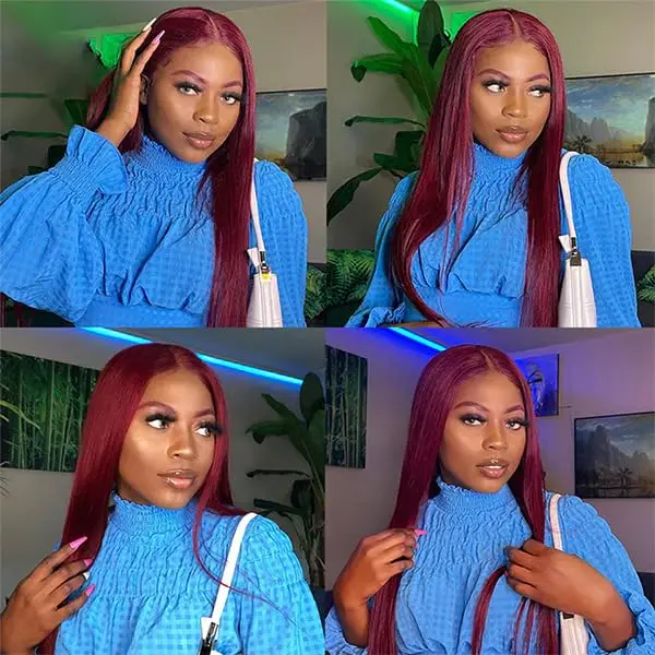 99j Burgundy Lace Front Wigs Human Hair Red Human Hair Lace Front Wigs 30 Inch 180 250 Density 13x4 Hd Frontal Glueless Colored