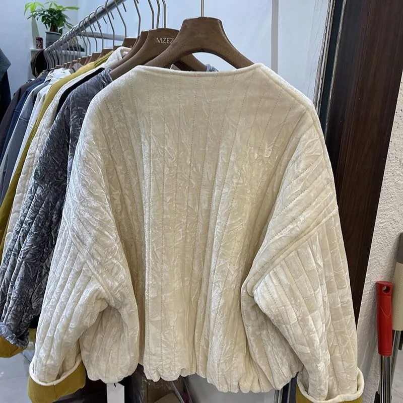 

2026 Women's Clothing Autumn and Winter Loose Fashion Cotton Clothes Short Top Women's Cuffs Contrasting Color Padded Jacket
