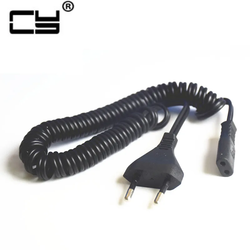 EU Power Cable Cord Figure 8 C7 To Euro Eu European 2 Pin AC Plug EU Spring Strech Power Cable For Cameras Printers Notebook