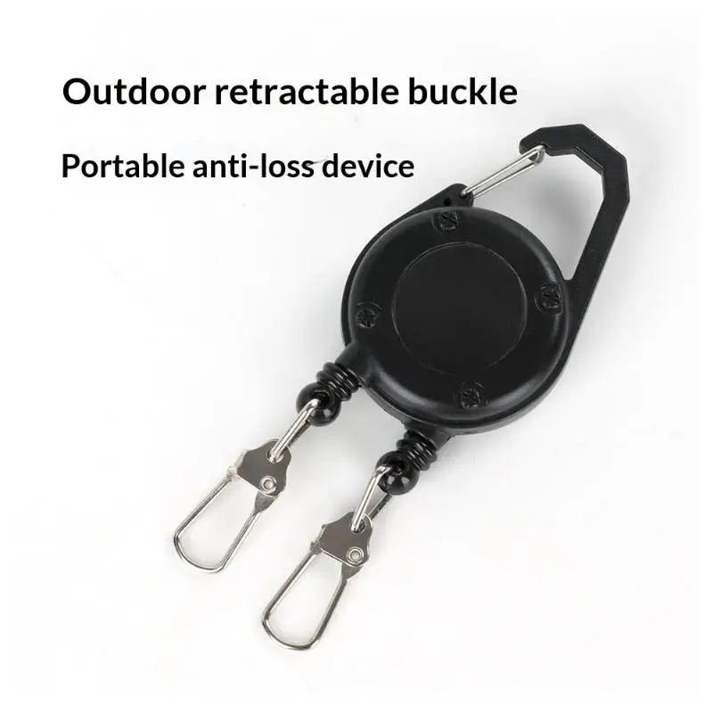 1pc Unique Double Headed Design Key Chain Multifunctional Roll Retractable Keychain Bag Recoil ID Card Holder Keyring