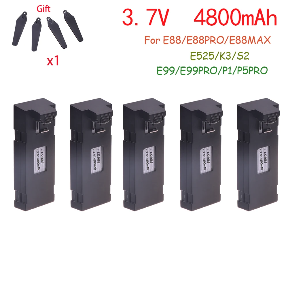 3.7V 4800mAh Battery and Charger RC Drone Accessory For E88 E88PRO E99 E99Pro Ls-E525 E525PRO Mini Uav Drone Battery Combination