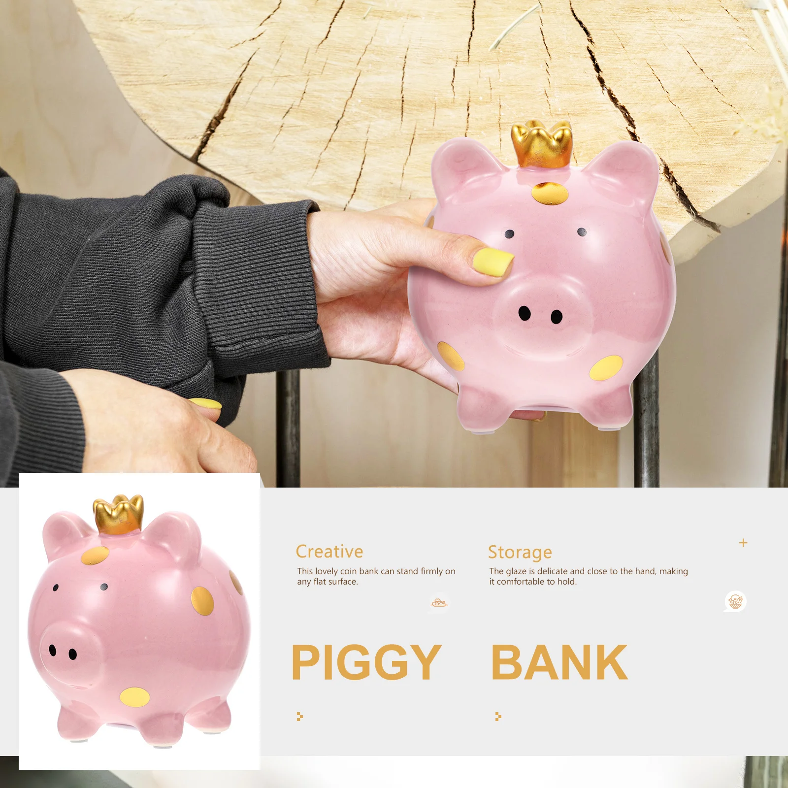 

Ceramic Piggy Bank Lovely Coin Saving Pot for Kids Desktop Decor Festive Pig Money Jar Unbreakable Storage Container