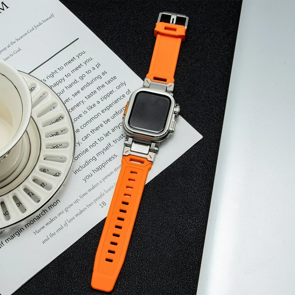 2IN1 حافظة + حزام لساعة أبل الترا 2 49 مللي متر 46 45 44 مللي متر حافظة من خليط معدني سوار من السيليكون لسلسلة IWatch 10 9 8 7 6SE54