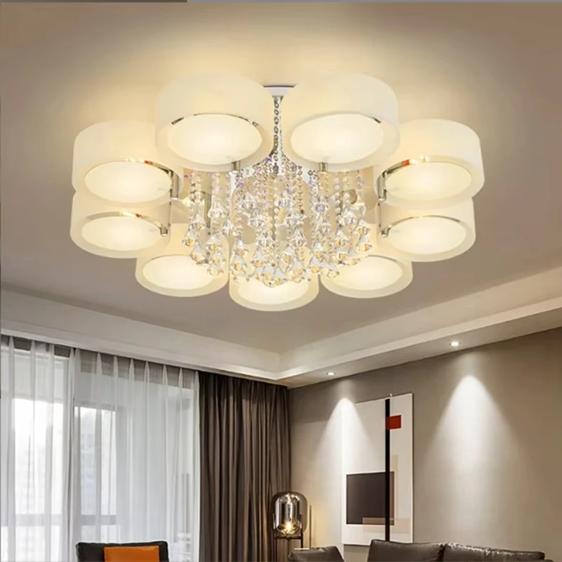

Modern Luxury Crystal LED Ceiling Lamps with Remote Control for Living Room Bedroom Hotel Lustre Pendant Light Home Decorations