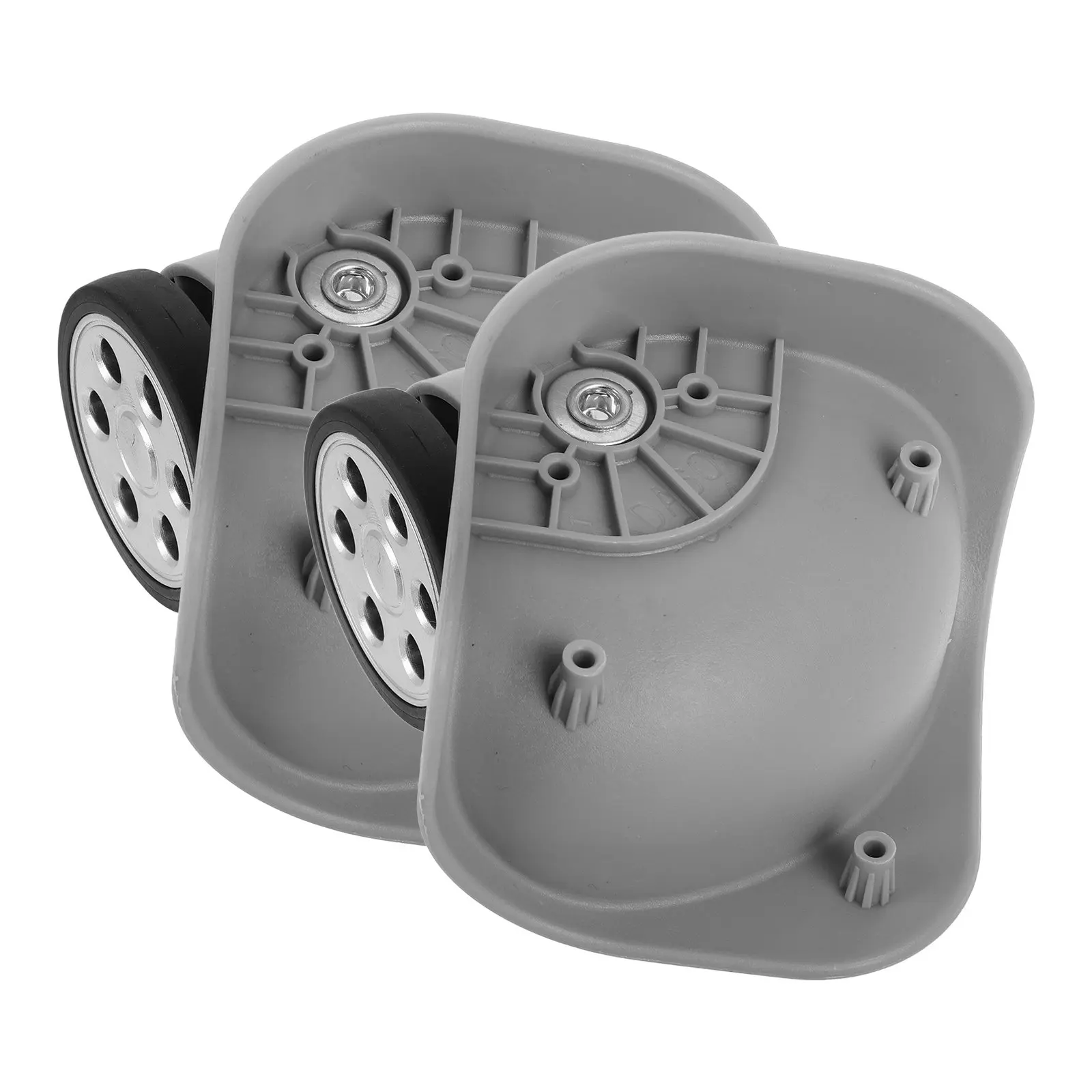 1Pair Light Gray Round Hole Luggage Replacement Wheels Smooth Quiet Universal Swivel Caster Kit for Spinner Suitcase Trolley