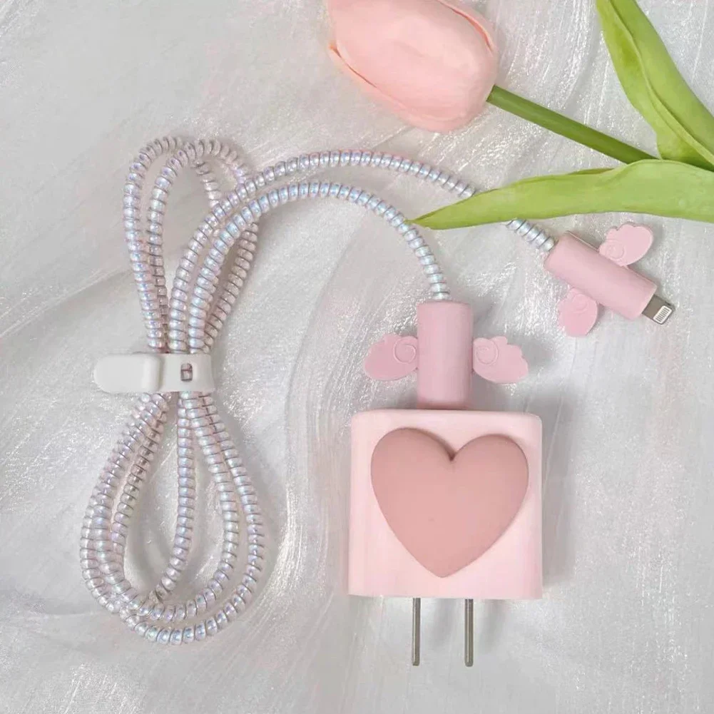 

Silicone Cable Charger Protection Cover Cute USB Cable Dustproof Organiser For iPhone 18/20/30W Charging Head Winder Protector