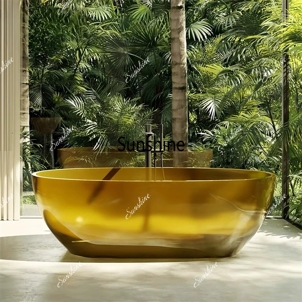 Brown artificial stone transparent resin bathtub