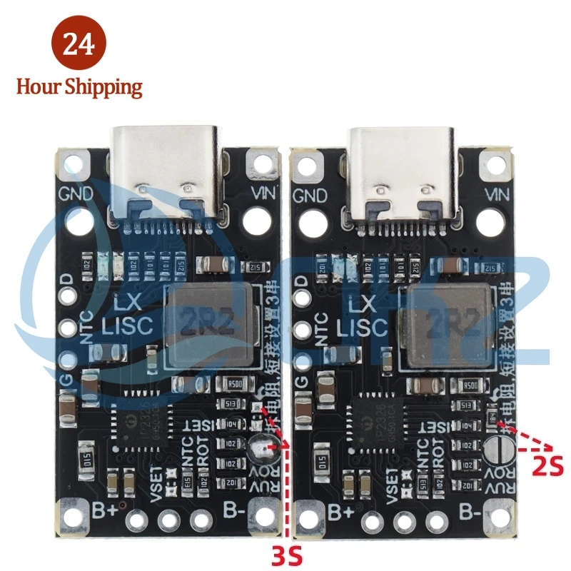 Módulo de carga de batería de litio, 10 piezas, USB 2/3S, BMS, 15W, 8,4 V, 12,6 V, 1.5A, soporte equilibrado, carga rápida con indicador