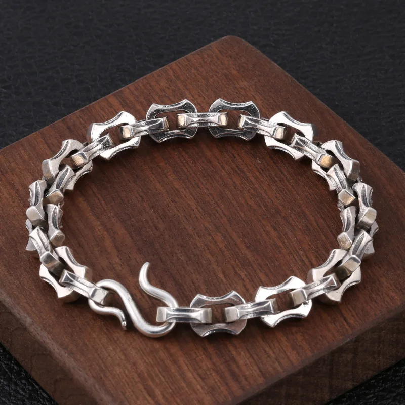 

S925 sterling silver jewelry fashion creative k-style popular men bracelet retro thai silver thick bracelet chain